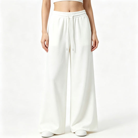 Damen nan weite High-Waist Loungehose mit elastischem Bund, Kordelzug und fließendem Jersey Shop Nory