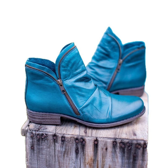 Damen Slouch‑AnklShop Noryoots aus Leder mit seitlichem Reißverschluss und niedrigem Blockabsatz Shop Nory