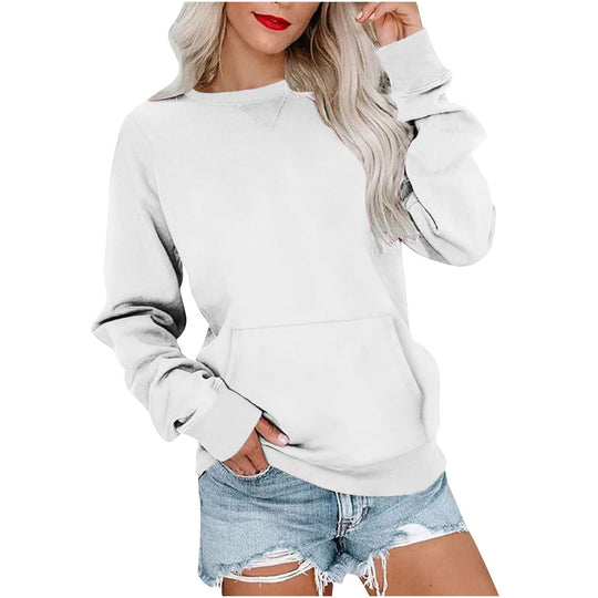 Damen Lockeres Sweatshirt mit Rundhalsausschnitt und Kängurutasche Shop Nory