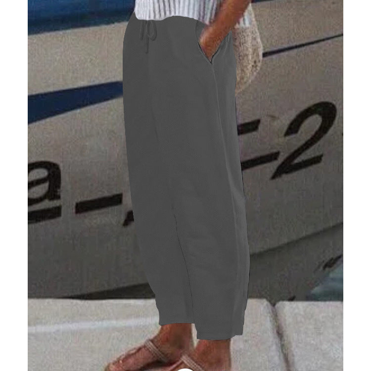 Damen Ankle Harem Hose mit Kordelzug, Seitentaschen und elastischem Knöchelbund Shop Nory