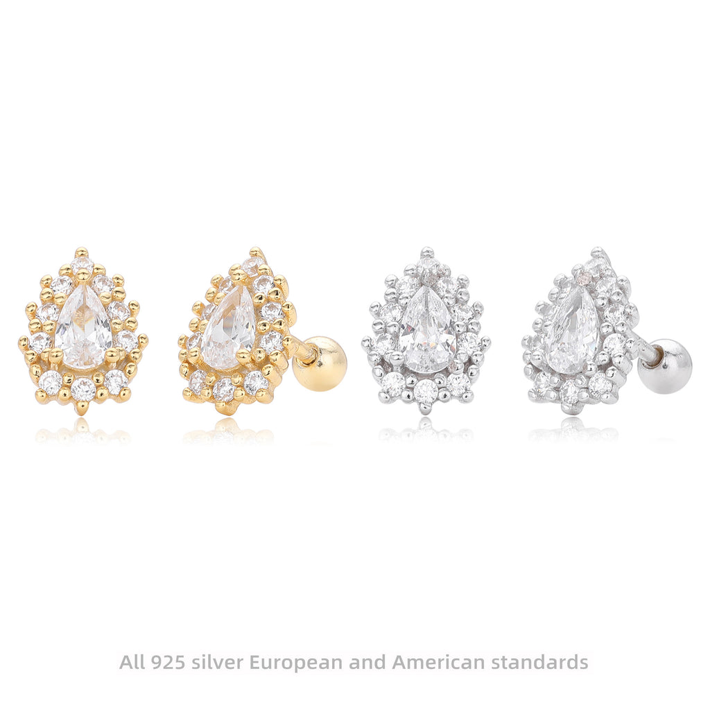 Damen Ohrstecker mit luxuriösen tropfenförmigen Zirkonsteinen und 925 Sterling Silber Shop Nory