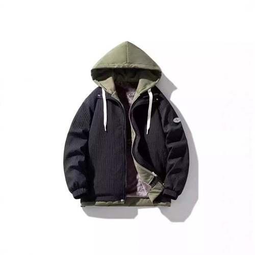 Herren Gefütterte Kapuzenjacke mit grafischem Print, Teddy-Innenfutter und winddichter Außenhülle Shop Nory