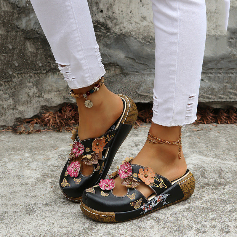 Damen Bequeme Blumensandalen mit ergonomischem Fußbett und modischen Akzenten