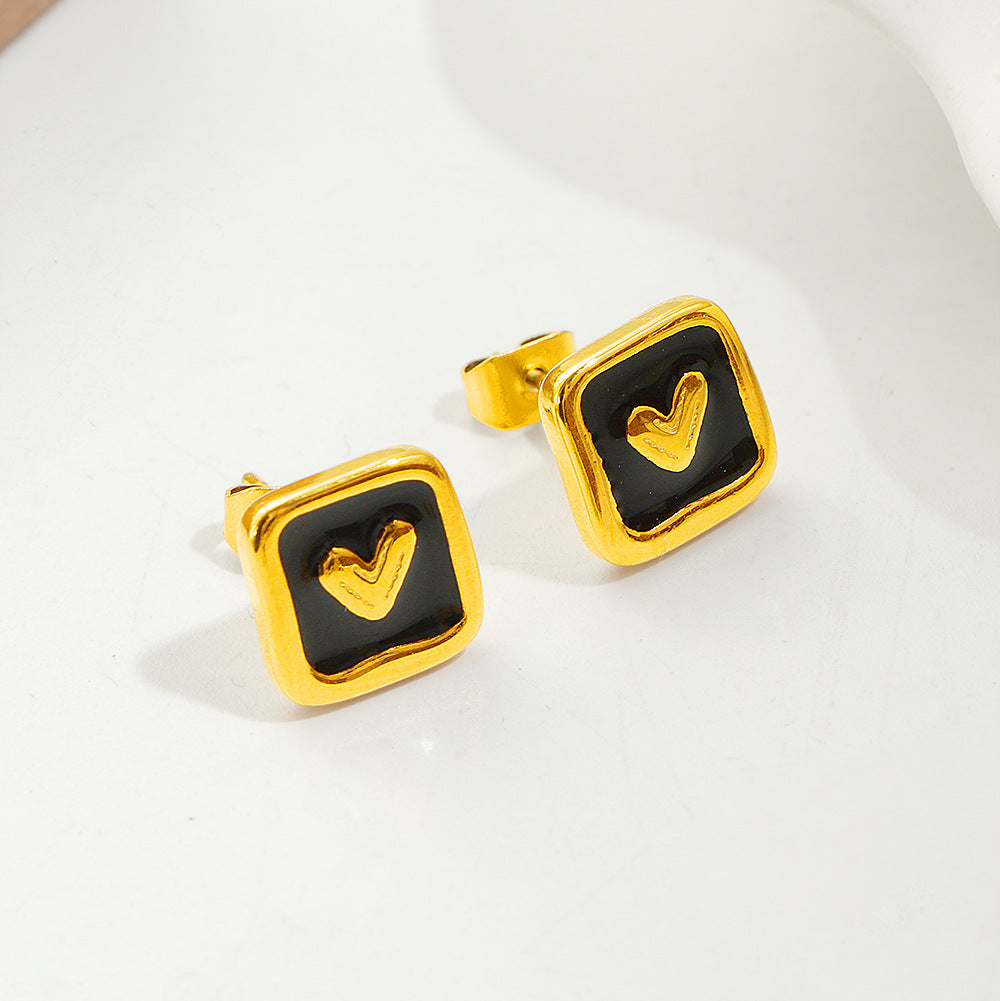 Frauen Herzförmige Gold-plattierte Ohrstecker Shop Nory