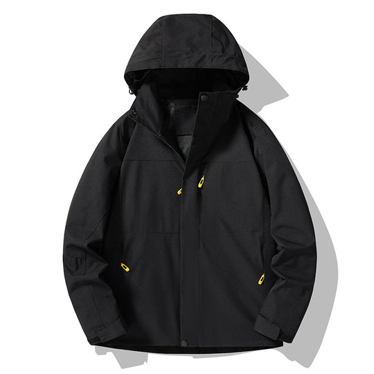 Herren Minimalistische technische Kapuzen-Softshelljacke mit mattem Finish und verdeckten Reißverschlüssen Shop Nory