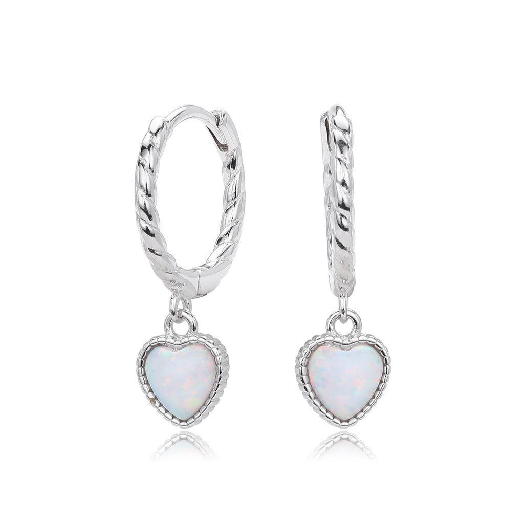 Damen Ohrhänger mit herzförmigem Opalanhänger und hochwertigem 925 Sterling Silber Shop Nory