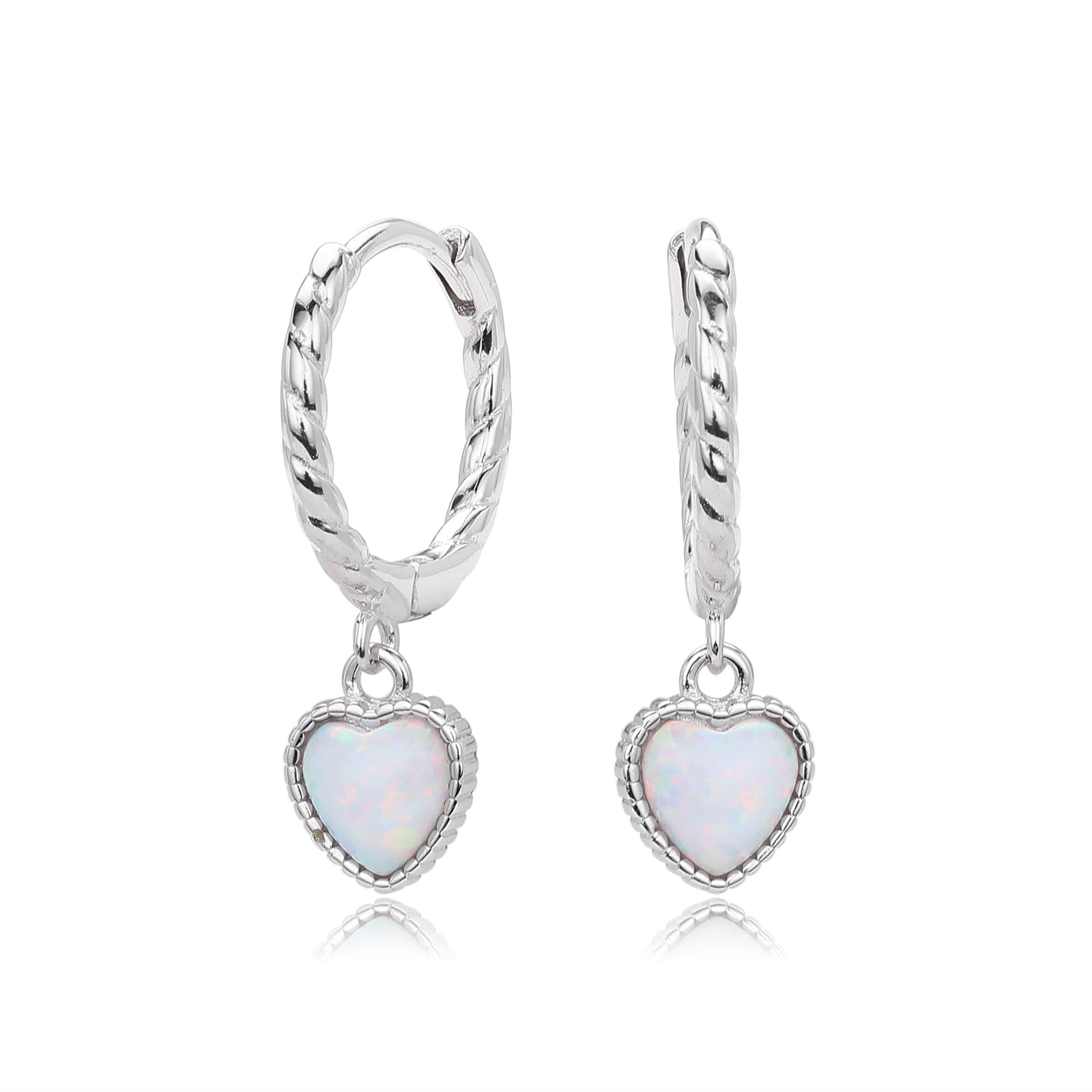 Damen Ohrhänger mit herzförmigem Opalanhänger und hochwertigem 925 Sterling Silber Shop Nory