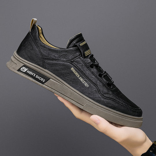 Herren elegante Low-Top Lederoptik City-Sneaker mit verstärkter Zehenkappe und gepolstertem Fersenkragen Shop Nory