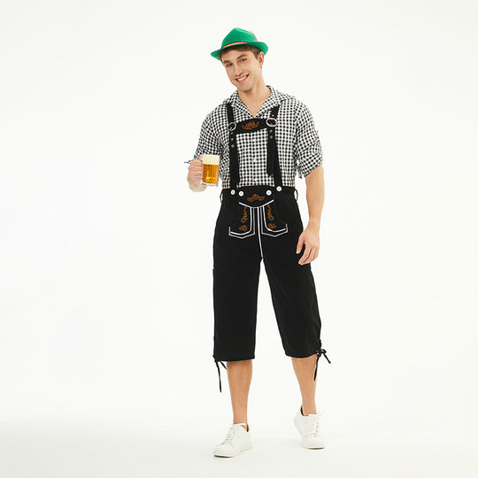 Herren nan knielange Trachten-Latzhose mit verstellbaren Trägern und dekorativer Stickerei Shop Nory