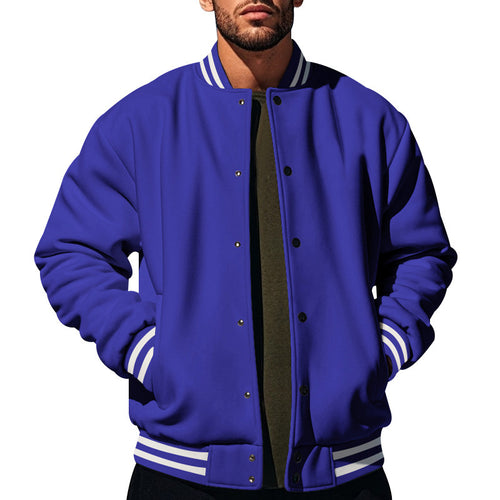 Herren nan klassische College-Baseballjacke mit elastischen Rippbündchen, Druckknopfleiste und aufgesetzten Taschen Shop Nory