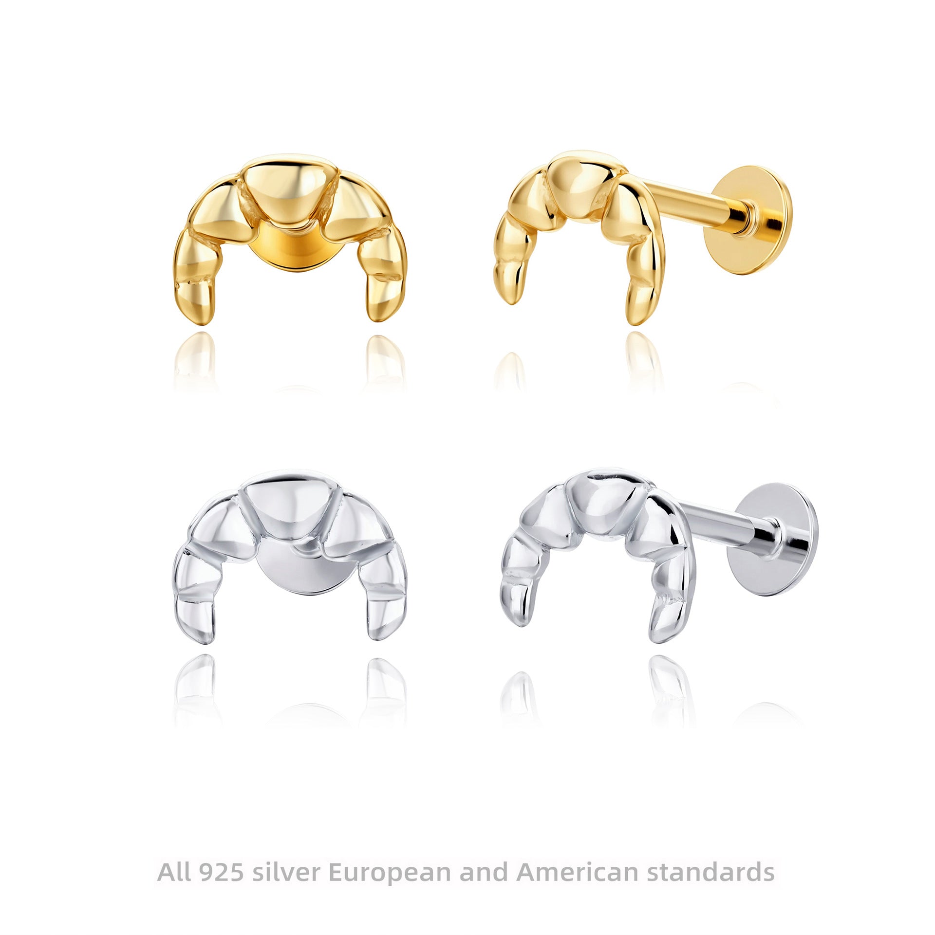 Damen Ohrstecker mit kreativem Krabben-Design aus 925 Sterling Silber Shop Nory