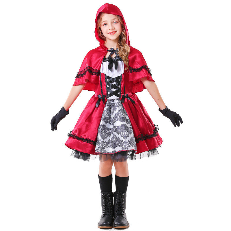 Mädchen Märchenhaftes Rotkäppchen Kostüm mit elegantem Tüllrock und detailverliebtem Umhang Shop Nory