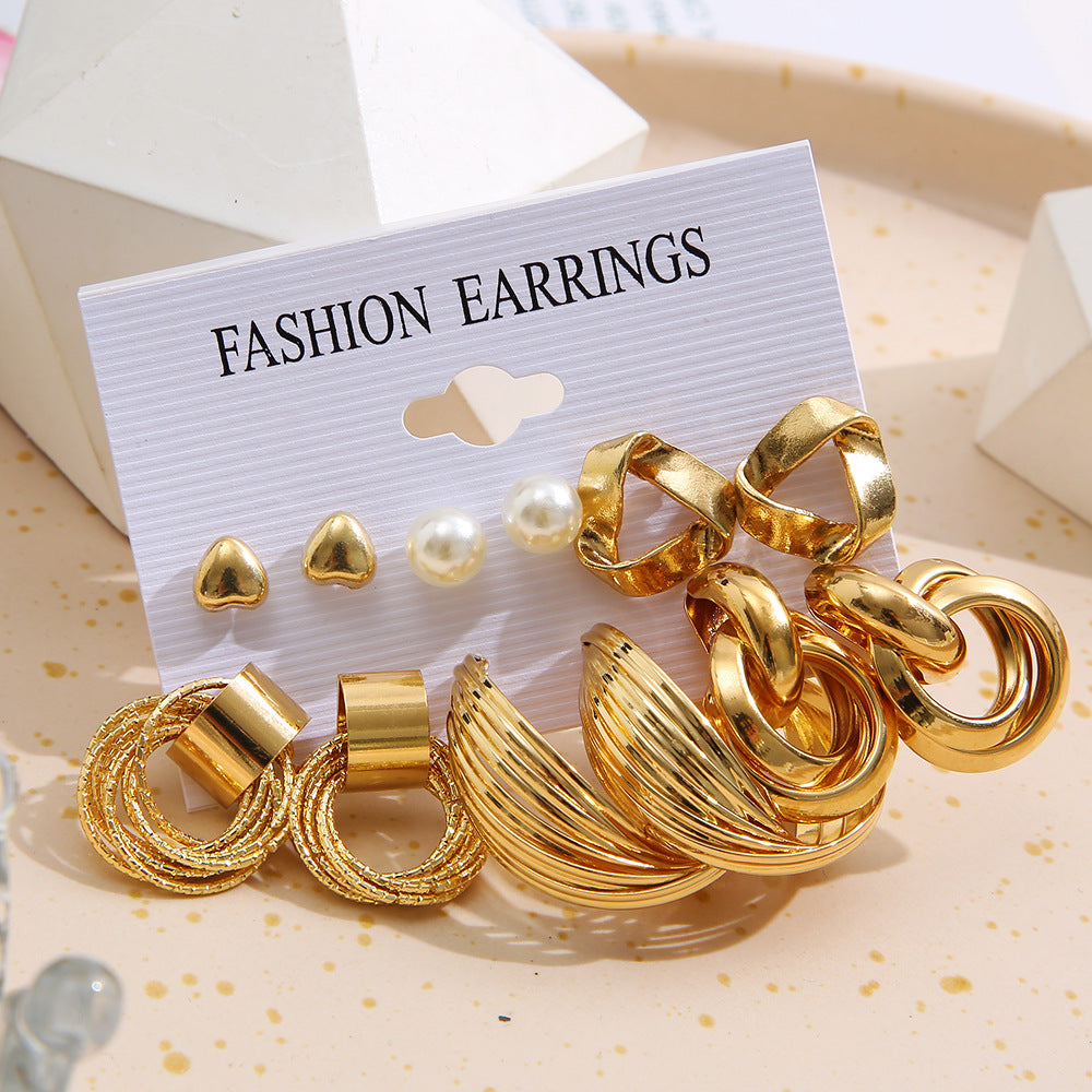 Damen Ohrstecker-Set mit eleganten Perlen- und geometrischen Designs Shop Nory