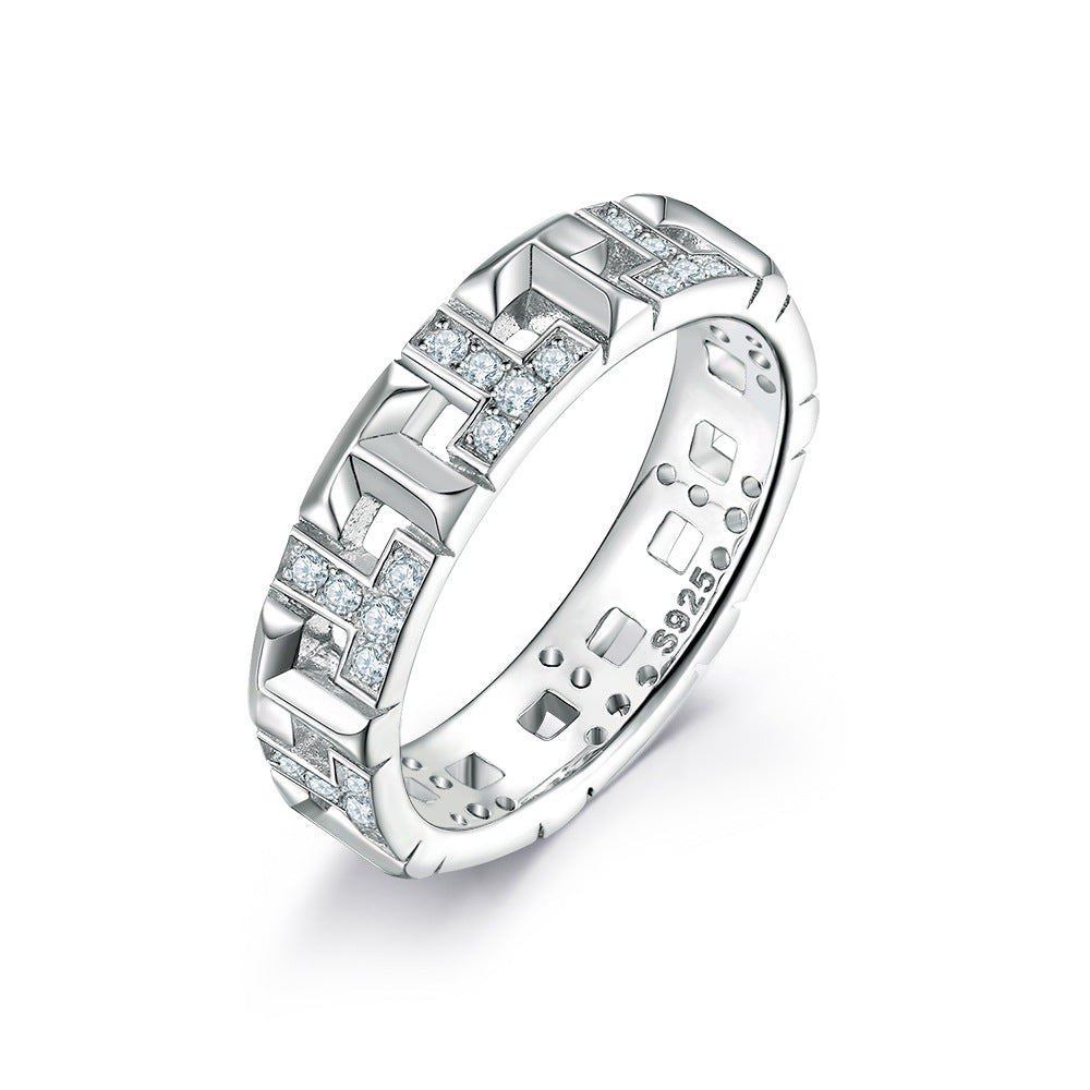 Damen luxuriöser Ring mit kreativem geometrischen Design und feinem Zirkonia-Besatz Shop Nory