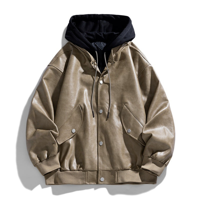Herren Bequeme Kunstleder-Bomberjacke Shop Nory