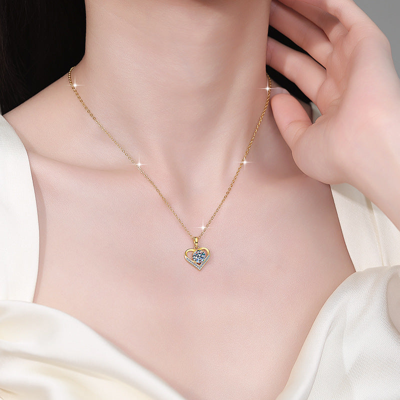 Damen Halskette mit funkelndem Herzanhänger und luxuriösem Zirkonia Shop Nory
