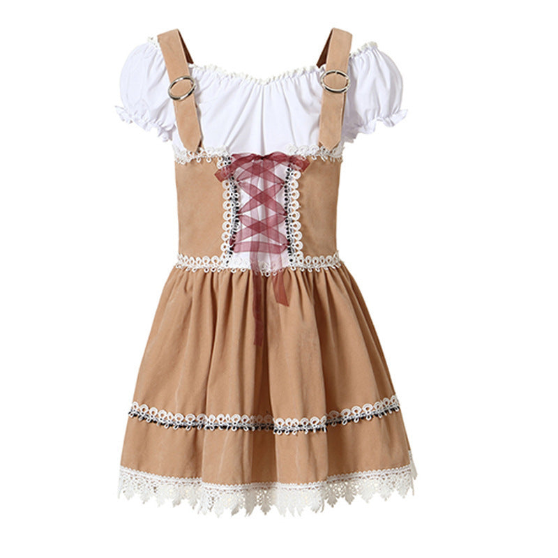 Damen nan bayerisch inspiriertes Minikleid mit geschnürter Korsage, Carmenbluse und Filzhut Shop Nory