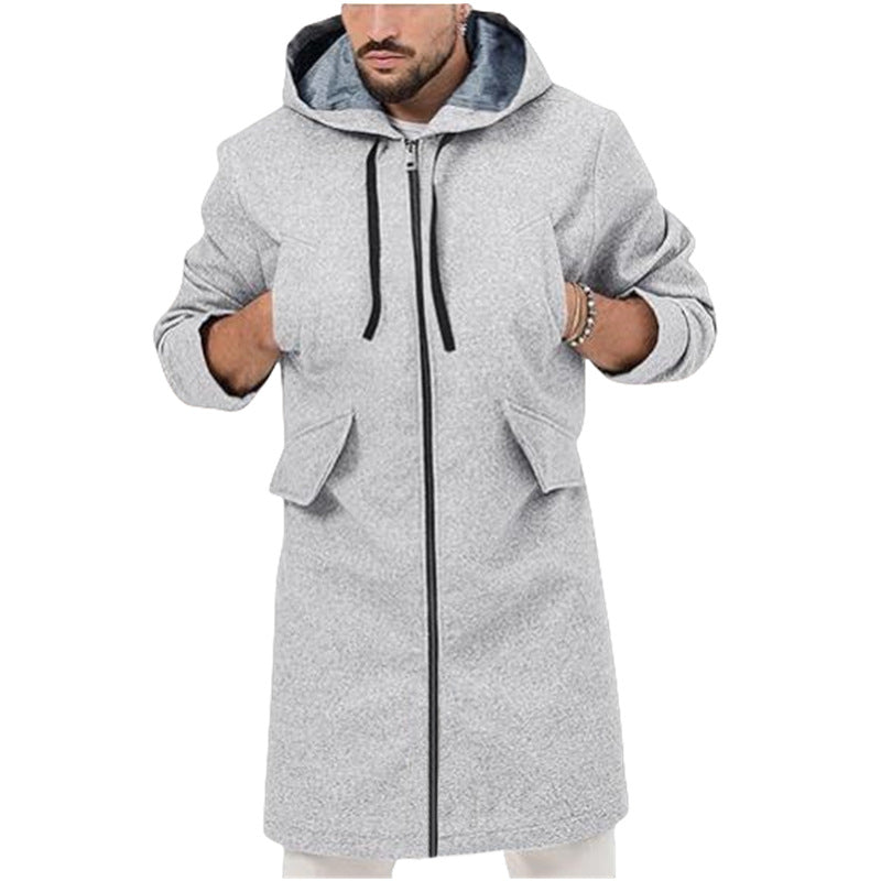 Herren modische Langjacke mit Kapuze