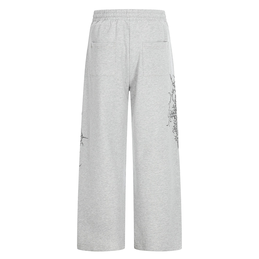 Damen Weite Sweatpants mit Tunnelzug, Ziernieten und grafischem Print Shop Nory