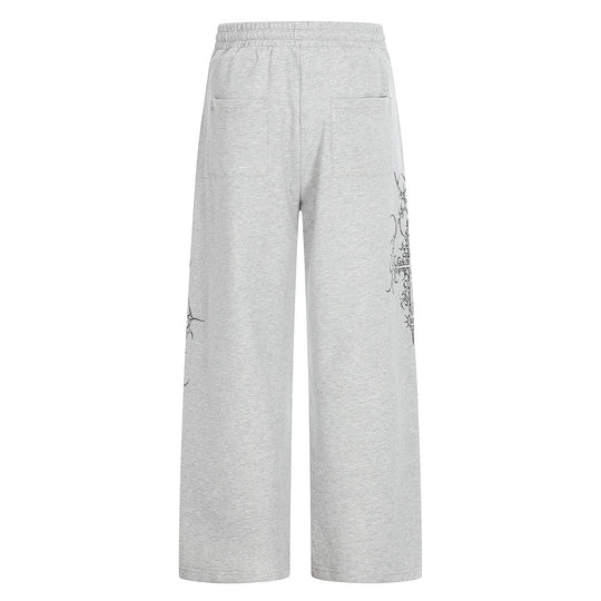Damen Weite Sweatpants mit Tunnelzug, Ziernieten und grafischem Print Shop Nory