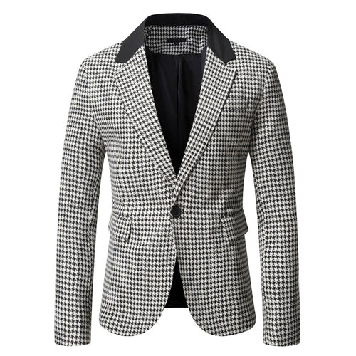 Herren tailliertes Sakko mit Hahnentritt-Muster, Reverskragen und Pattentaschen Shop Nory