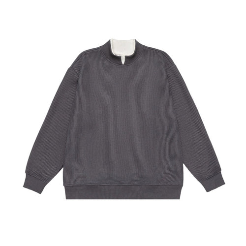 Unisex Feinstrukturiertes Mockneck-Sweatshirt mit Halbzip und eingearbeiteter Hemdblende Shop Nory