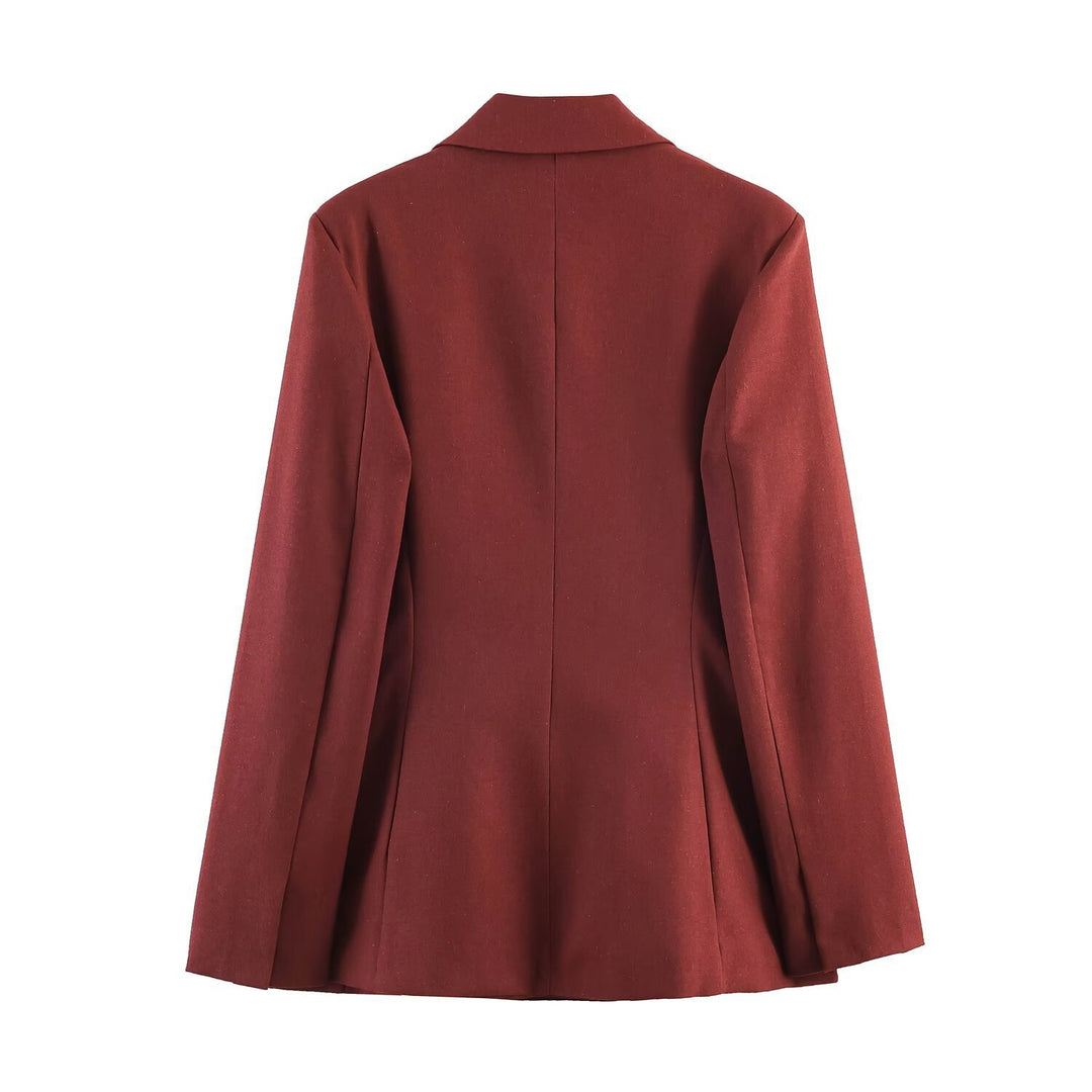 Damen Taillierter Wickelblazer mit Reverskragen und Bindegürtel Shop Nory