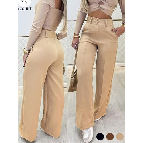 Damen Hochtaillierte weite Palazzo-Hose mit Bügelfalte Shop Nory