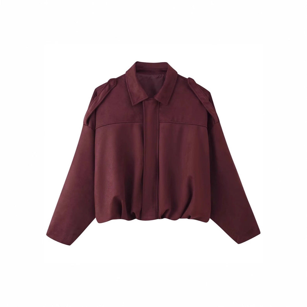 Damen Kurzgeschnittene Oversize Blousonjacke mit Schulterklappen Shop Nory
