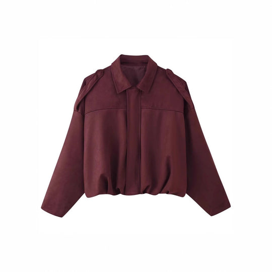 Damen Kurzgeschnittene Oversize Blousonjacke mit Schulterklappen Shop Nory