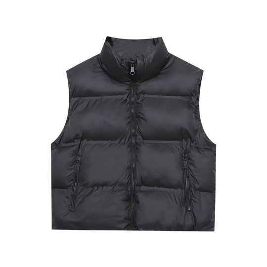Damen Wattierte Cropped‑Steppweste mit hohem Stehkragen und Reißverschlusstaschen Shop Nory