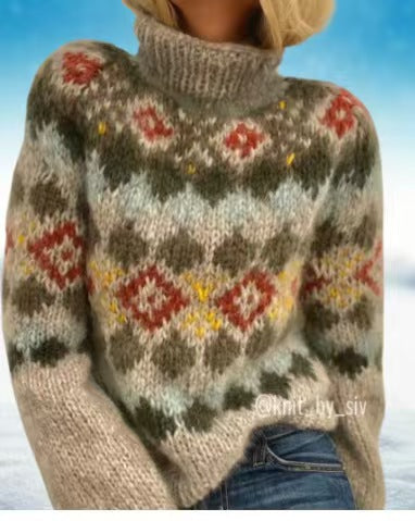 Damen nan kuscheliger Norweger-Strickpullover mit Stehkragen und Oversize-Passform Shop Nory