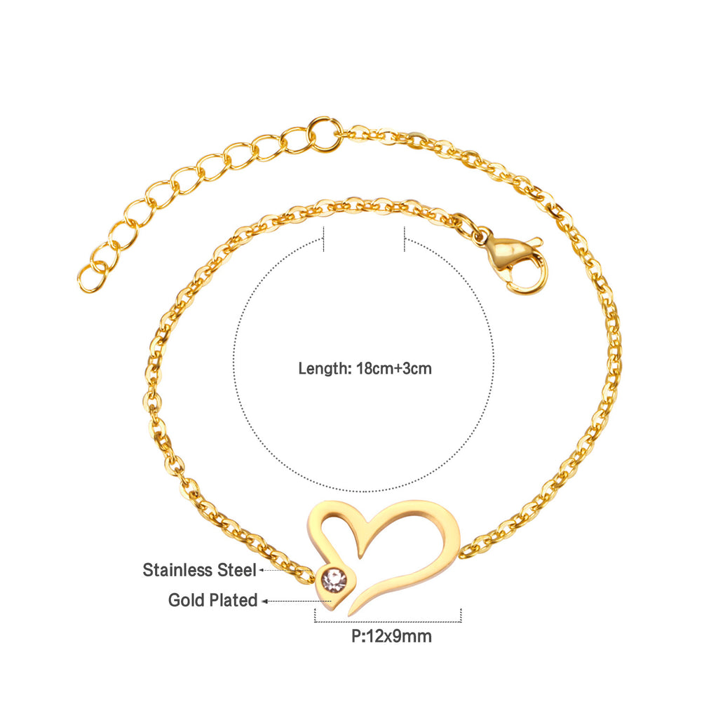 Damen Armband mit herzförmigem Anhänger aus hochwertigem Edelstahl und rosévergoldeter Oberfläche Shop Nory