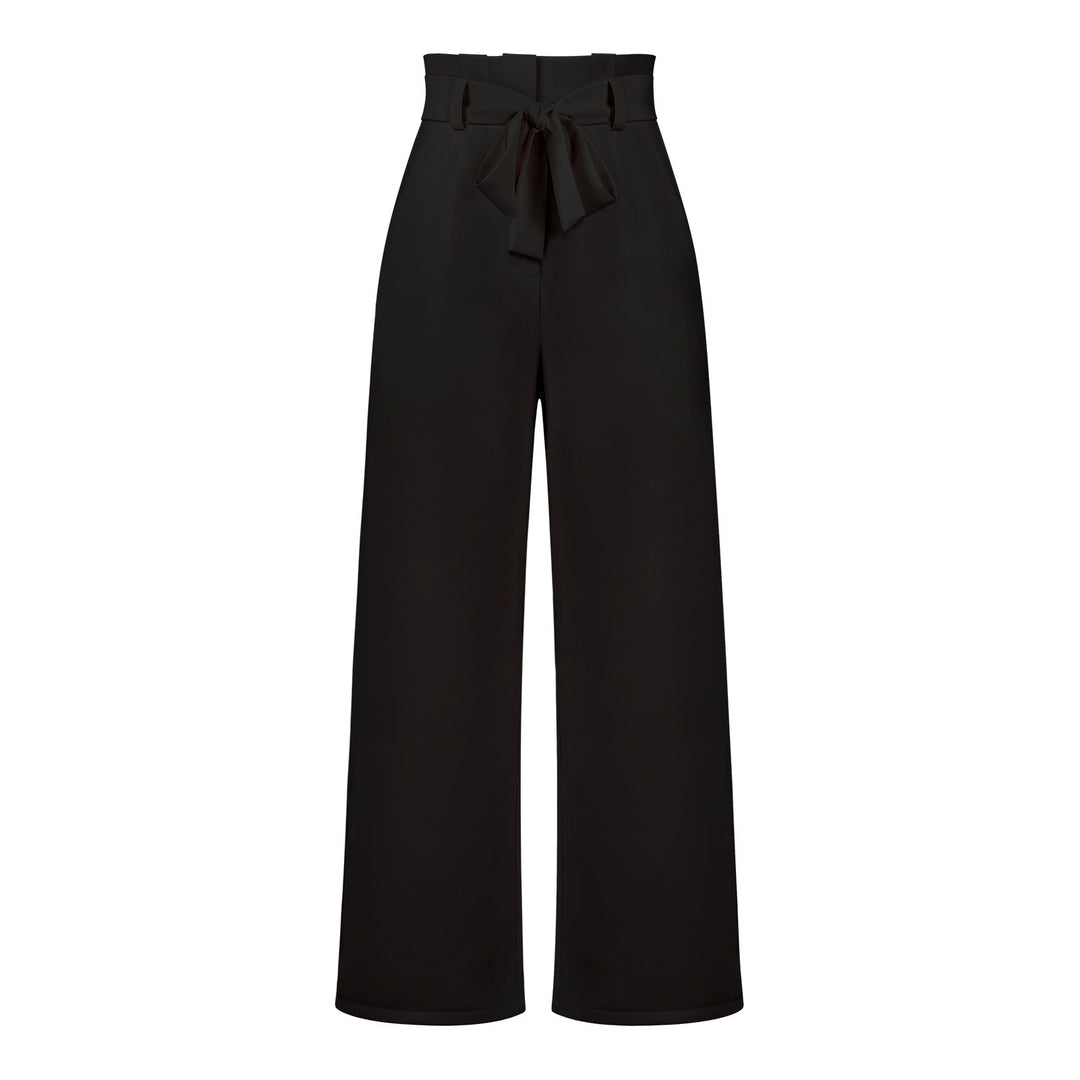 Damen hochtaillierte Paperbag-Hose mit weitem Bein und Taillengürtel Shop Nory