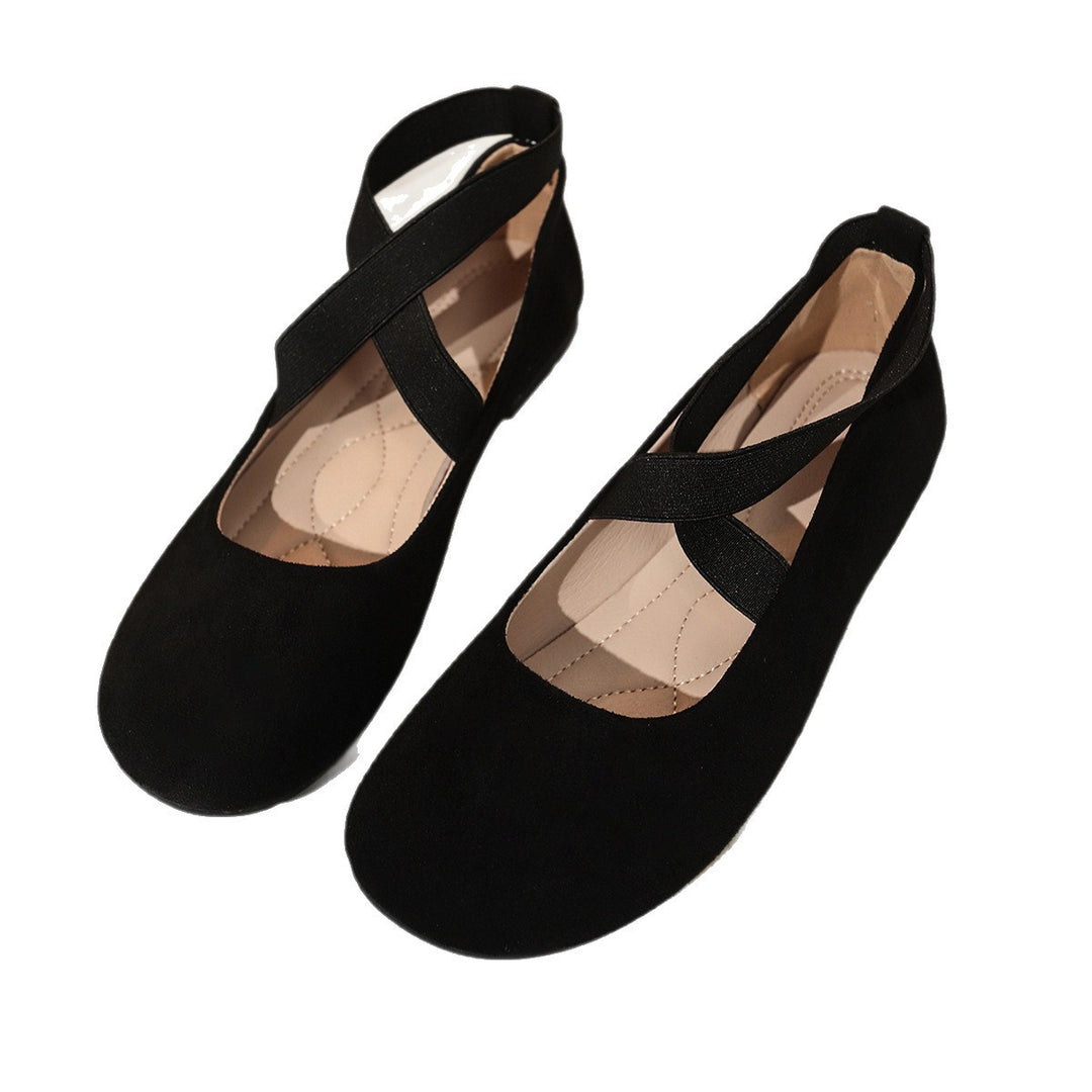Damen Ballerinas mit elastischen Kreuzriemen und weichem Samtvelours-Obermaterial Shop Nory