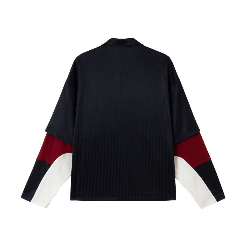Unisex Langärmeliges Rugby‑Polo im Oversize‑Cut mit Colorblock‑Ärmeln und Logostickerei Shop Nory