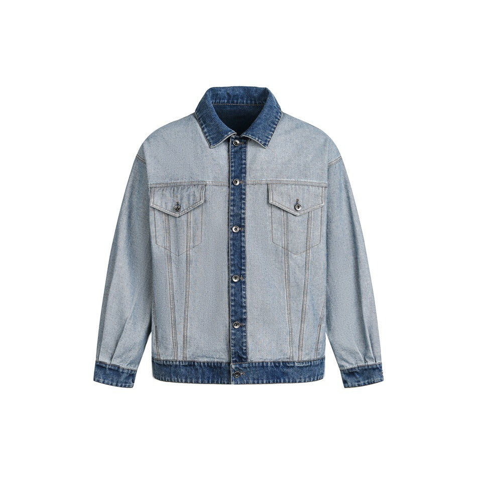 Unisex Oversize-Jeansjacke im Boxy‑Cut mit Kontrastblende und Brustklappen Shop Nory