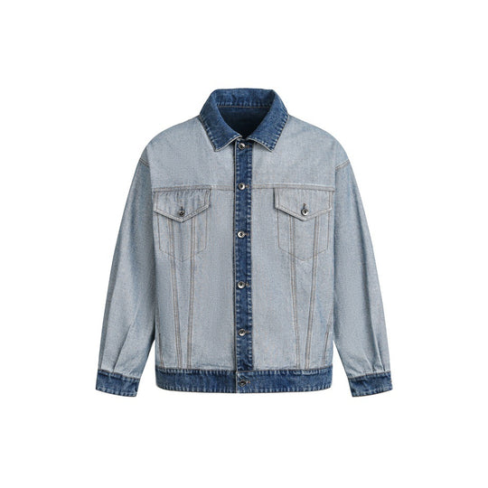 Unisex Oversize-Jeansjacke im Boxy‑Cut mit Kontrastblende und Brustklappen Shop Nory