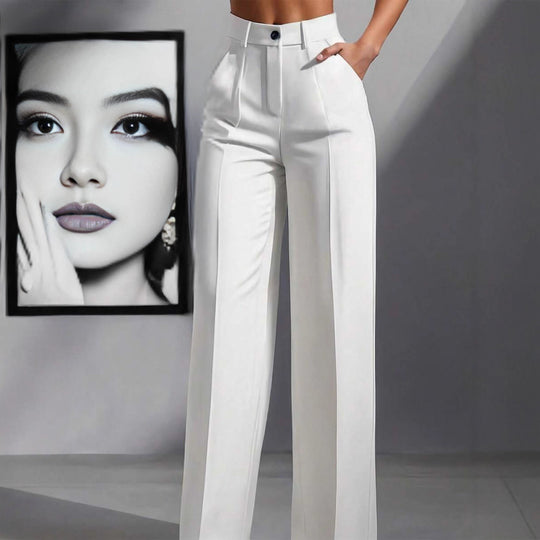 Damen Hochtaillierte Palazzo-Stretchhose mit Bügelfalte und Eingrifftaschen Shop Nory