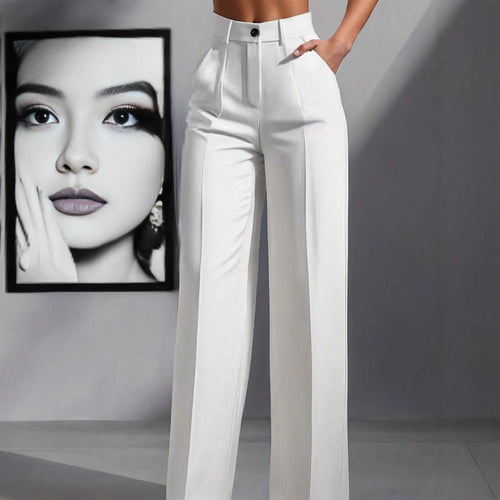 Damen Hochtaillierte Palazzo-Stretchhose mit Bügelfalte und Eingrifftaschen Shop Nory