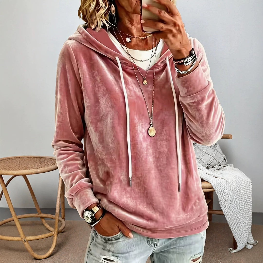 Damen Samtvelours-Hoodie mit Kordelzug und lässiger Oversize-Passform Shop Nory