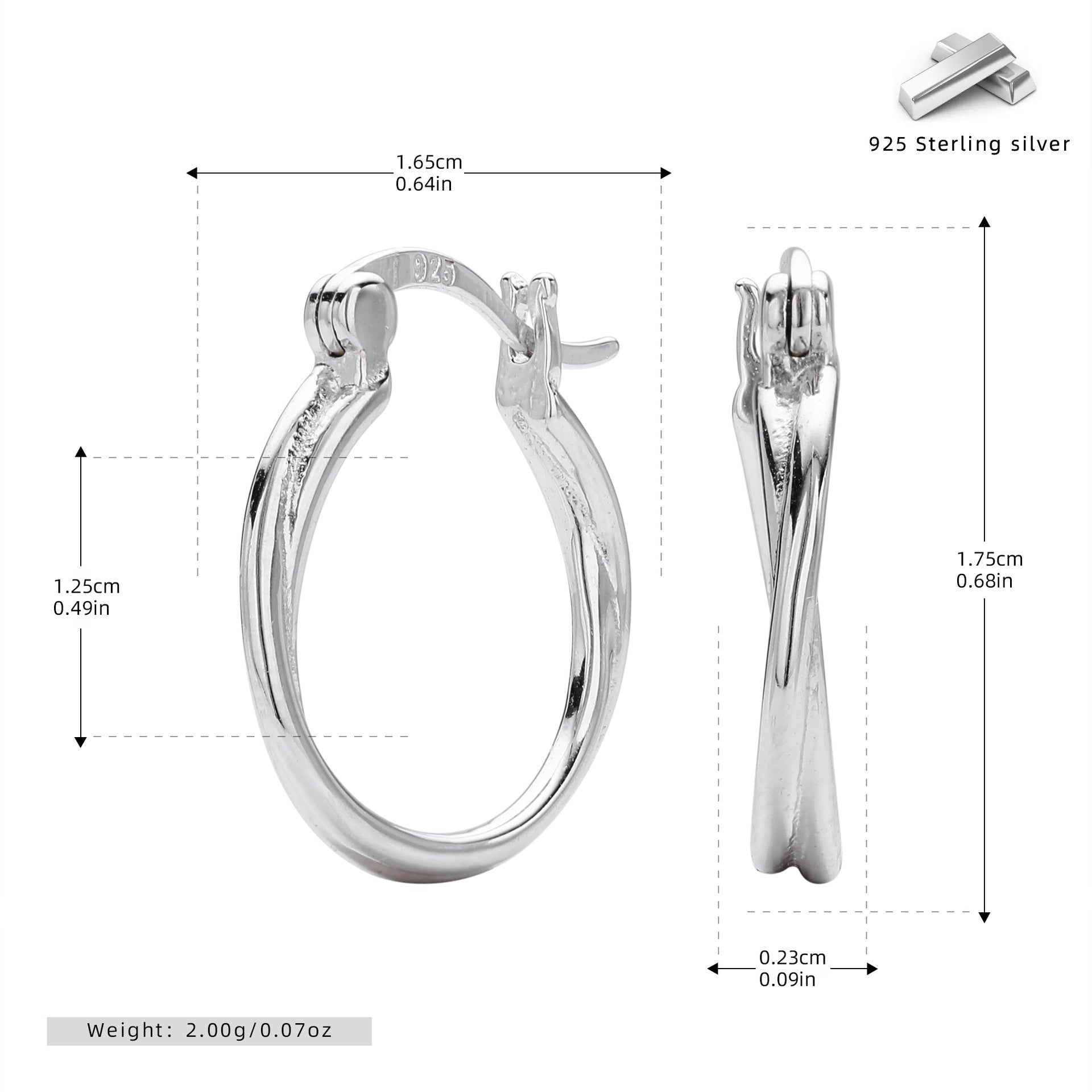 Damen Hoops aus hochwertigem 925 Sterling Silber mit glänzender Goldbeschichtung Shop Nory