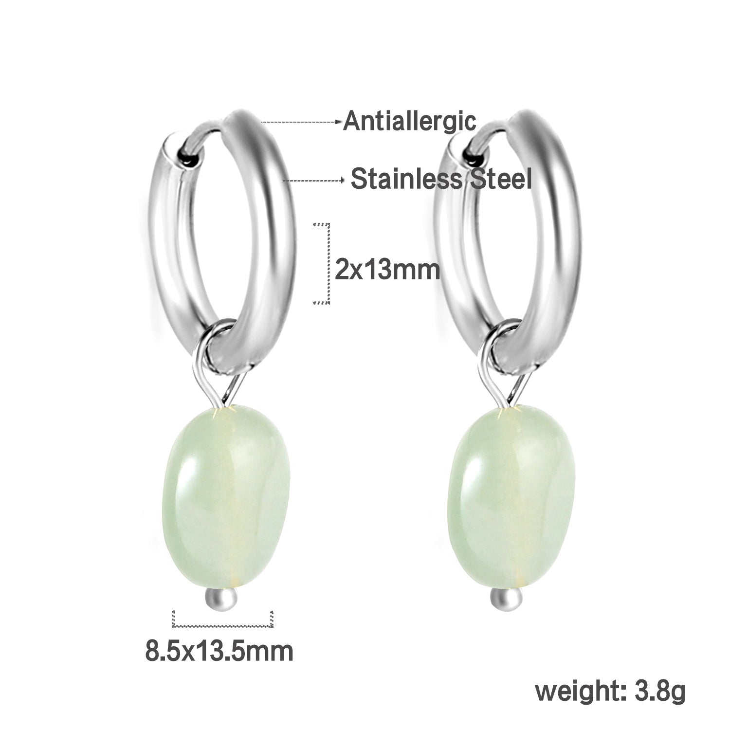 Damen Ohrstecker mit herzförmigem Anhänger aus goldplattiertem Edelstahl Shop Nory
