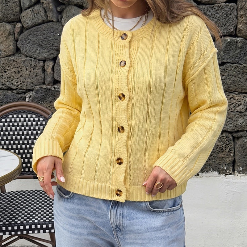 Damen Strickjacke mit Knöpfen und Rippstruktur Shop Nory