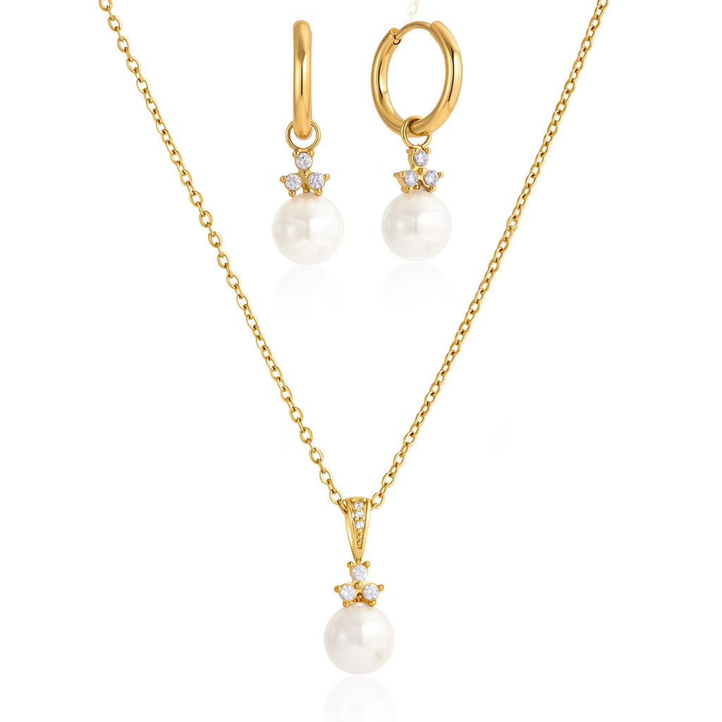 Damen Ohrhänger mit eleganter Perlen- und Zirkonia-Applikation Shop Nory