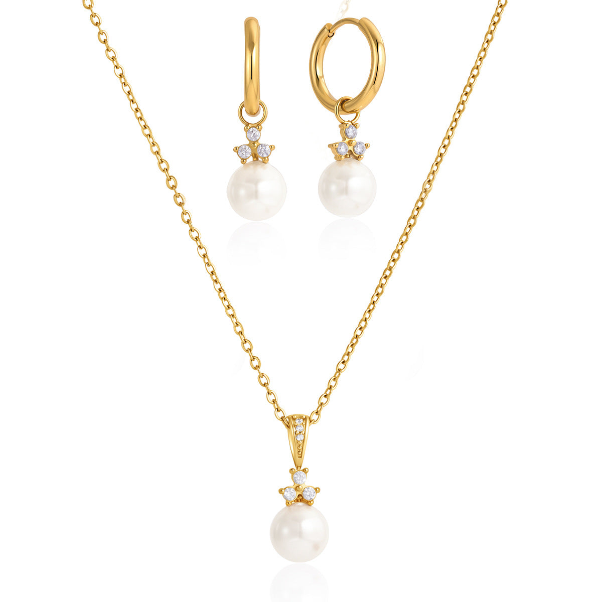 Damen Ohrhänger mit eleganter Perlen- und Zirkonia-Applikation Shop Nory