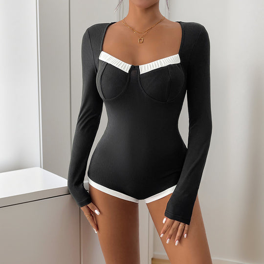 Damen Eleganter Langarm-Bodysuit Shop Nory
