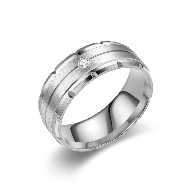 Herren Ring mit raffinierter, klarer Oberflächenstruktur und funkelndem Zirkonia Shop Nory