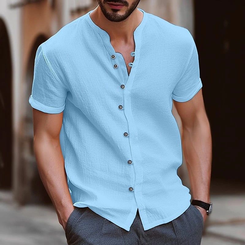 Herren lässiges Kurzarmhemd mit Knopfdetails