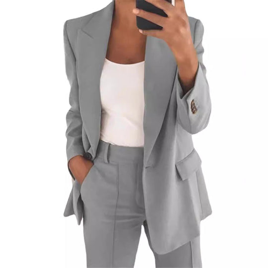 Damen nan Business-Blazer-Set mit strukturierter Oversize-Silhouette, Reverskragen und Bundfaltenhose
